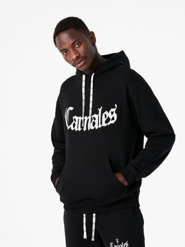 Embroidered & Printed Logo Hoodie Black Carnales
