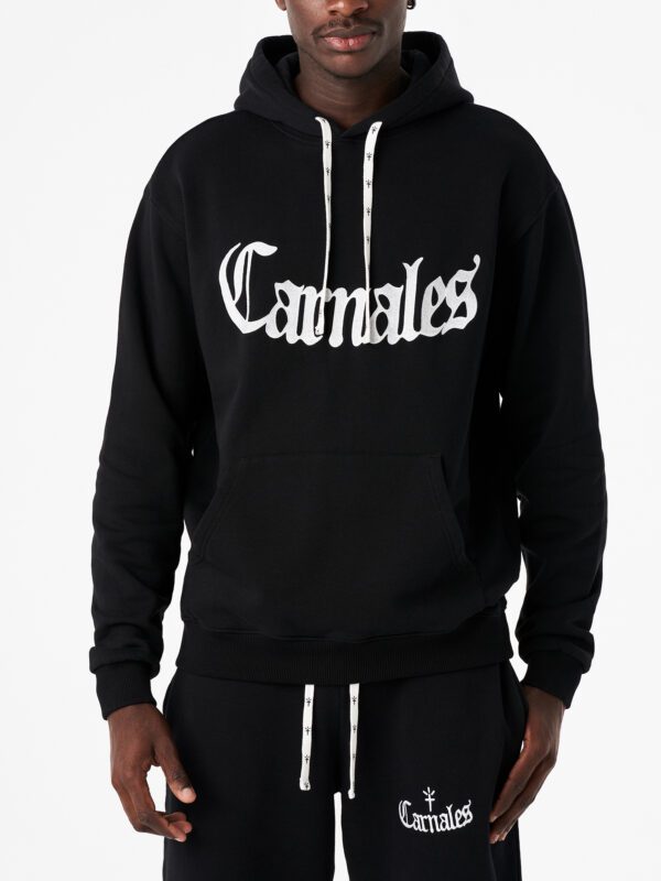 Embroidered & Printed Logo Hoodie Black Carnales