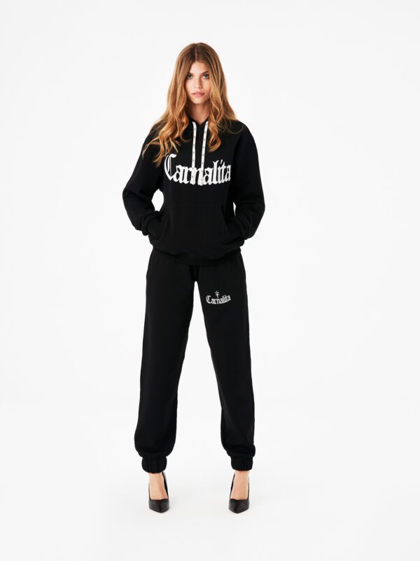 Embroidered & Printed Logo Hoodie Black Carnalita