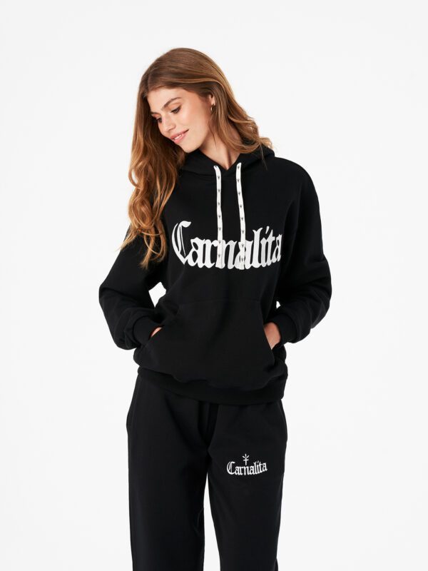 Embroidered & Printed Logo Hoodie Black Carnalita