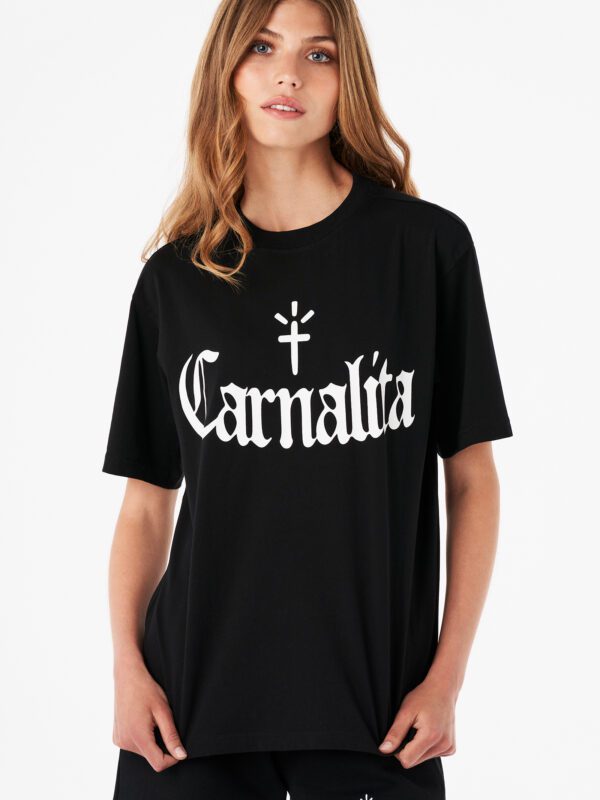 Camiseta negra con logo Carnalita impreso