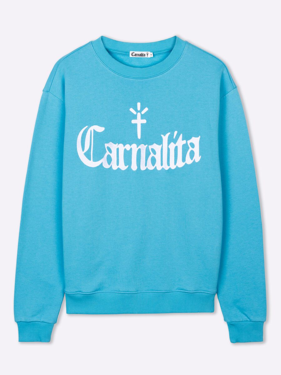 Sudadera azul claro con logo Carnalita bordado