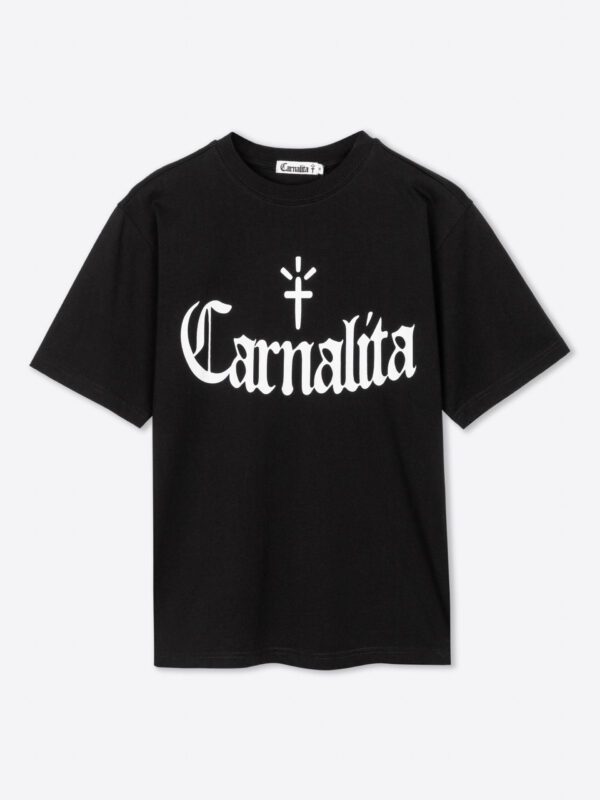 Camiseta negra con logo Carnalita impreso