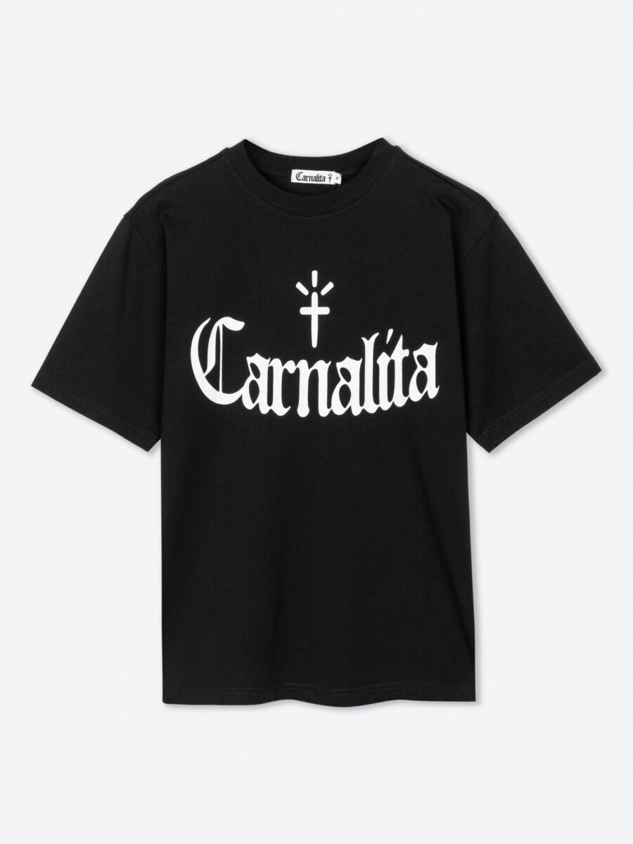 Camiseta negra con logo Carnalita impreso