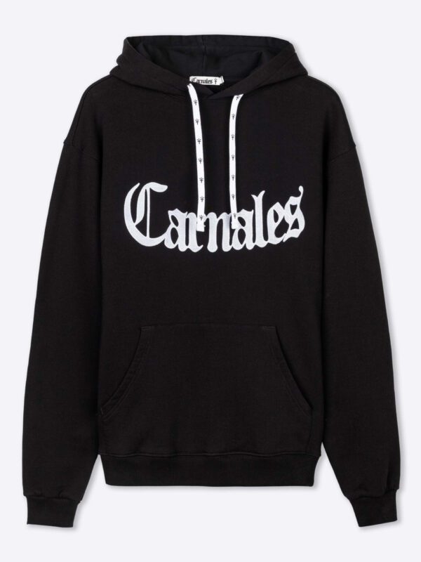 Sudadera con Logo Bordado e Impreso Negra Carnales