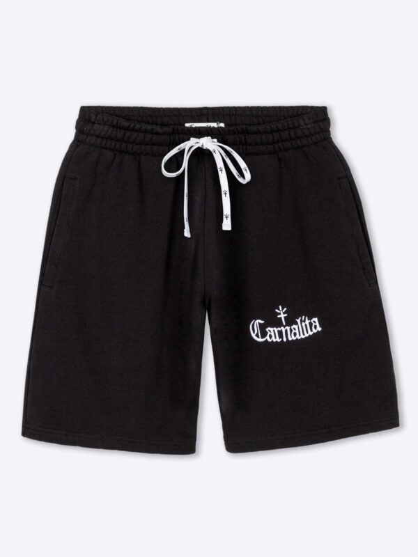 Pantalón Corto Bordado con Logo Negro Carnalita